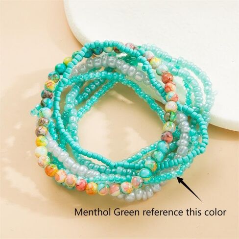 6 Sets Stackable Multi Layer Bohemian Bead Bracelet Layered Stretch Bangles Bracelets Colorful Jewelry in Saudi Arabia