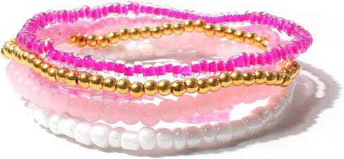 6 Sets Stackable Multi Layer Bohemian Bead Bracelet Layered Stretch Bangles Bracelets Colorful Jewelry in Saudi Arabia