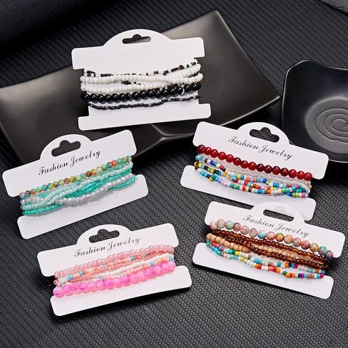 6 Sets Stackable Multi Layer Bohemian Bead Bracelet Layered Stretch Bangles Bracelets Colorful Jewelry in Saudi Arabia