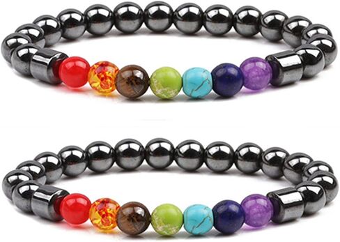 8 مم الهيماتيت سوار 7 شقرا العلاج بلورات الشفاء أساور اليوغا مطرز سوار التأمل الاسترخاء الإسورة للنساء الرجال الإغاثة المجوهرات in Kuwait