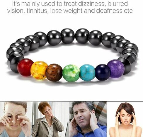 8 مم الهيماتيت سوار 7 شقرا العلاج بلورات الشفاء أساور اليوغا مطرز سوار التأمل الاسترخاء الإسورة للنساء الرجال الإغاثة المجوهرات in Kuwait