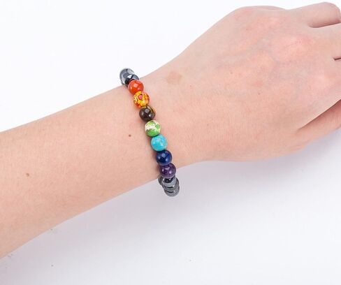 8 مم الهيماتيت سوار 7 شقرا العلاج بلورات الشفاء أساور اليوغا مطرز سوار التأمل الاسترخاء الإسورة للنساء الرجال الإغاثة المجوهرات in Kuwait