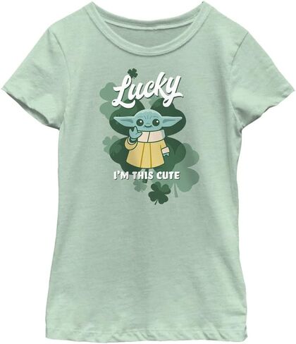 Star Wars Mandalorian Lucky Cute Girls Short Sleeve Tee Shirt, Mint, Medium in Saudi Arabia