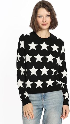 سترة نسائية من Minnie Rose بأكمام طويلة ورقبة دائرية من القطن والكشمير والجاكار in Kuwait