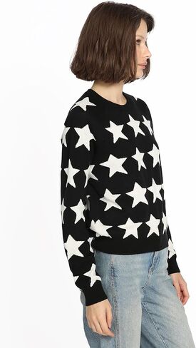 سترة نسائية من Minnie Rose بأكمام طويلة ورقبة دائرية من القطن والكشمير والجاكار in Kuwait