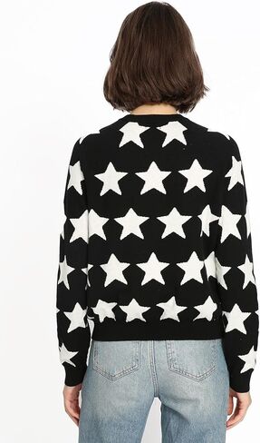 سترة نسائية من Minnie Rose بأكمام طويلة ورقبة دائرية من القطن والكشمير والجاكار in Kuwait