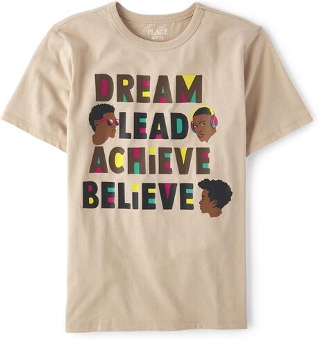 The Children's Place Boys' Equality for All Short Sleeve Graphic T-Shirts, Dream Lead Achieve Believe in Saudi Arabia