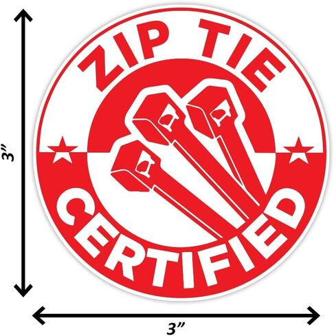 (5 قطع) ملصق معتمد من Zip Tie - ملصق فني ميكانيكي كهربائي مرح مقاس 3 بوصات، ملصق معتمد من Zip Tie (5، 3x3 بوصة) in Kuwait