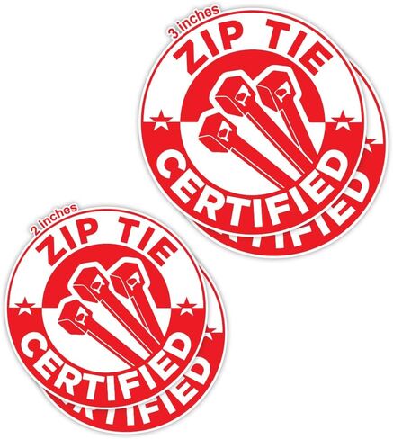 (5 قطع) ملصق معتمد من Zip Tie - ملصق فني ميكانيكي كهربائي مرح مقاس 3 بوصات، ملصق معتمد من Zip Tie (5، 3x3 بوصة) in Kuwait