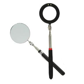 Telescopic Inspection Circular Mirror with 2 LED, Inspection Mirror on a Stick, Inspection Mirror for Extension Pole, Used for Automobiles, 50mm/85mm Large Circular Mirror with Pen Buckle