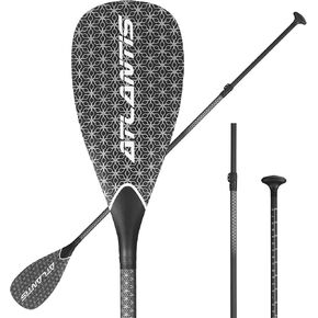 AQUBONA SUP Paddle- 3 Pieces 100% Carbon Fiber Adjustable Stand Up Paddle Board Paddle, Portable Durable Floating Paddle Board. (F) (Black)