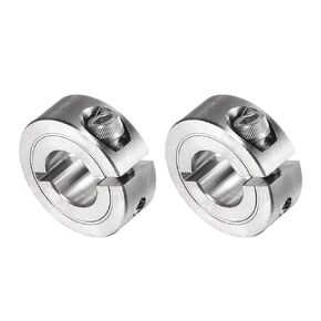 uxcell 2pcs Single Split Clamp-On Shaft Collar 1/2" Bore One-Piece Clamping Collar, 1-1/8" OD, 13/32" Width, 304 Stainless Steel Axle Collar Clamp, Set Screw Style