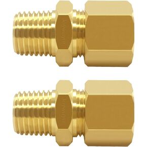 Joywayus Brass 1/4" NPT Male x 1/4" Tube OD Compression Tube Pipe Fitting Union Connector (Pack of 2)