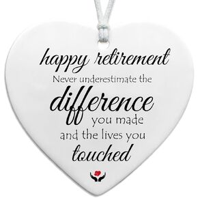 Retirement Gift Ornament Keepsake Sign, Heart Plaque, Thank You Gifts for Women Men, Farewell Goodbye Retired Gifts for Women Boss Friend Coworker