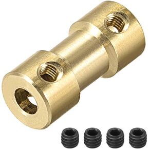 uxcell 3.17mm to 4mm Bore Rigid Coupling, 20mm Length 9mm Diameter, Copper Shaft Coupler Connector, Brass Tone 2Pcs