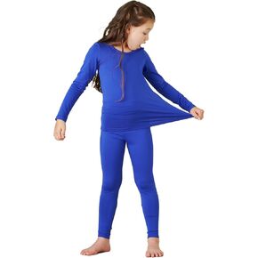 LAPASA Girls Thermal Underwear Set Fleece Lined Long John Base Layer Top Long Sleeves & Bottom Ski Winter Extreme Cold G03 13 Years Sapphire Blue in Kuwait