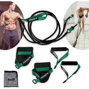 Elastic Resistance Band with Swimming Pad – Pull Rope with Pads and Handles – Swimming Muscle Strengthening Elastics with Paddles – Medium Version