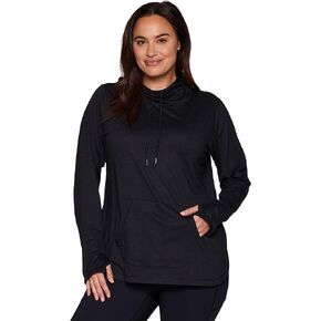 RBX Women's Plus Yoga Long Sleeve Running Athletic Workout Jersey Pullover Hoodie