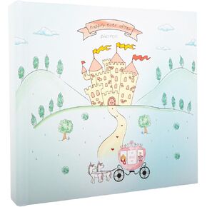 Happy Homewares Modern Fairy Princess Themed Aqua Green Photo Album for Wedding or Child | Holds 50 Photographs | Customise 1st Page | Slip in Pictures with Room to Write