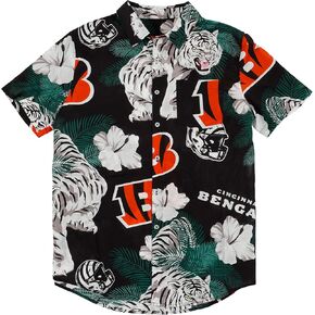 FOCO Cincinnati Bengals NFL Mens White Stripe Floral Button Up Shirt - XXL