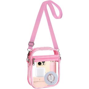 Fibrdoo Clear Crossbody Purse Bag, Clear Bag Stadium Approved with Front Pocket for Concerts Sports Festivals