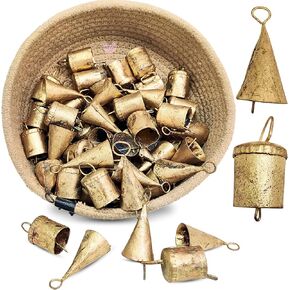 Sparkle Dreams Handmade Cone,Cylinder Vintage Brass Bell- 1.5-Inch Hanging Decorative Bells for Weddings, Festive Celebrations, and Garden Ornaments -20pcs in Kuwait