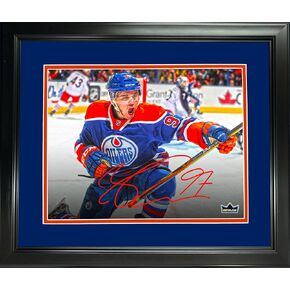 Framed Connor McDavid Edmonton Oilers Facsimile Laser Engraved Signature Auto 11"x14" Hockey Photo HOFSM Holo