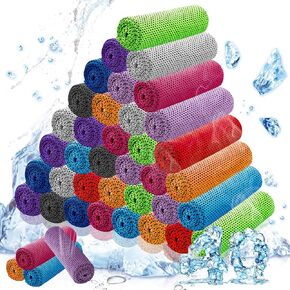 LUYI 40 Pack Cooling Towels for Neck and Face Ice Towel Cold Sports Towel Bulk Microfiber Soft Breathable Sweat Cooling Towel for Gym Yoga Golfers Workout Out Sports Hot Weather Heat(32"x12")