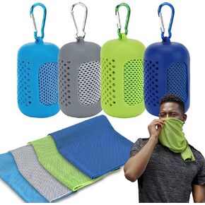 4 Pack Cooling Towels (40"x12"), Microfiber Chilly Towels Soft Breathable Gym Ice Towel for Workout, Yoga, Sport, Silicone Set Travel Sweat Towels Fast Drying Lightweight Cooling Neck Wraps