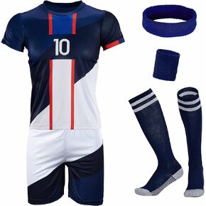 Kids Soccer Jerseys No.10 Youth Soccer Jersey 2024 for Youth Girls Kids Boys Soccer Training Uniforms Gifts set