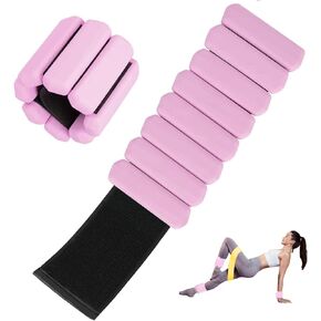 Wrist and Ankle Weights Set of 2(1Lbs Each) Adjustable Silicone Wrist Bangles for Women's and Men Home Gym, Walking, Running and Yoga Strength Training with Resistance Bands as Gift