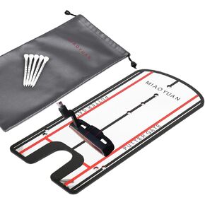 Golf Putting Alignment Mirror with Putting Cup Combo, Portable Swing Training Aids, Practice Putting Trainer with Hole Cup Set