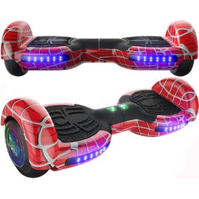 Spider-Pattern Hoverboard for Kids Ages 6-12, with Bluetooth Speaker and LED Lights 6.5" Hover Board, UL2272 Safety Certified
