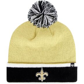 47 New Orleans Saints 2-Tone Cuff Baraka Beanie Hat with Pom - NFL Cuffed Winter Knit Toque Cap