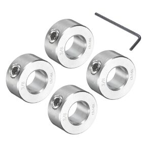 uxcell 4 Pcs Set Screw Shaft Collar 3/8"Bore, 304 Stainless Steel Shaft Collars, 3/4"OD, 3/8"Thickness, Axle Collar Clamp with a Hex Wrench
