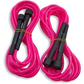 Royalty Double Dutch Jump Ropes (Set of 2) Pink, Perfect Length 14 Feet, Tangle-Free, Heavy Weight No Need for Doubling, For Beginning and Advanced Jumpers +Free Storage Bag