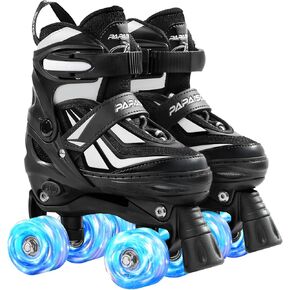 PAPAISON Kids Roller Skates for Boys Girls, 4 Size Adjustable Rollerskates with Light Up Wheels for Kids Ages 4-12