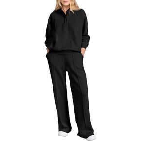 Aleumdr Women's 2 Piece Outfits Sweatsuit Oversized Sweatshirt Wide Leg Sweatpants Matching Lounge Set 2024
