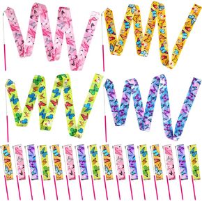 16 Pcs Butterfly Dancing Wands, Butterfly Dance Ribbon Party Favors for Kids, Twirling Gymnastics Ribbon Decoration, Butterfly Birthday Party Supplies, Girls Party Games,circus Carnival Shows