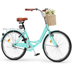 YITAHOME 24 & 26 Inch Beach Cruiser Bike for Women, 1 & 7 Speed Commute Bike for Adults, Womens Bicycle with Adjustable Seat, Multiple Color
