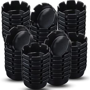 Reginary Pack of 48 Round Black Plastic Ashtrays Melamine Cigar Bulk Black Ashtray for Home Restaurant Bar Indoor Outdoor, 4 Inches in Diameter