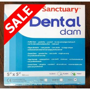 (صنع في ماليزيا) Sanctuary DENTAL DAM لاتكس 5 بوصة × 5 بوصة (ثقيل) أخضر 52 ورقة (5 × 5، أخضر)