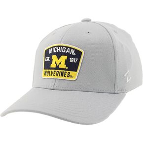 ZHATS Men's Standard NCAA Officially Licensed Fitted Hat ZH Patch Switchback Light Gray, Grey, Medium