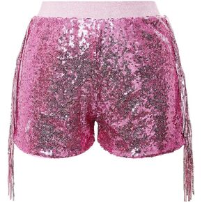 Women Shorts Tessel Sequin Sparkle Short Pants Ladies Birthday Party Shorts Halloween Clothes in Saudi Arabia