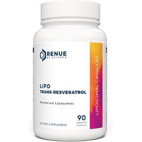 Renue By Science Trans-Resveratrol (Liposomal) Supplement 125mg - Bioavailable Formula for Increased Absorption - 90 Capsules