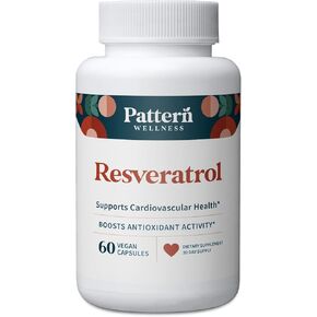 Pattern Wellness Resveratrol Supplement with Fisetin - Natural Antioxidant Booster - Whole Body & Heart Health, Healthy Immune Responses - No Fillers & Binders - USA Tested - 60 Non-GMO Capsules