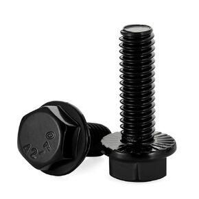 5/16-18 x 1" Flanged Hex Head Bolts Flange Hexagon Screws, Stainless Steel 304 Black Finish, Fully Threaded, 15 PCS