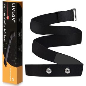 LIVLOV heart Rate Monitor Chest Replacement Strap Compatible with Polar H10 H9 H7 Powr Labs Wahoo Hrm Tickr Sensor, Comfortable belt, Waterproof band and Durable, Adjustable Soft Size