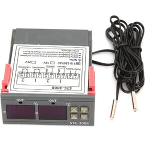 STC-3008 Digital Temperature Controller Dual Display Thermostat Sensor with NTC Sensor Probe(12V)