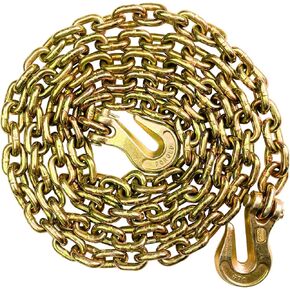 Trailer Chains with Hooks, 3/8 Chain Grade 80 Tow Log Chain 7,100 lbs Working Load for Truck Farm Construction, 3/8 Inch X 10 Foot